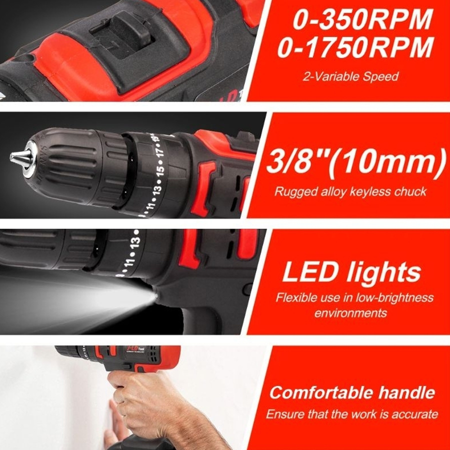 READY JLD TOOLS 36Vf Mesin bor baterai cordless JLD 36V 10mm 2battery set NEW version