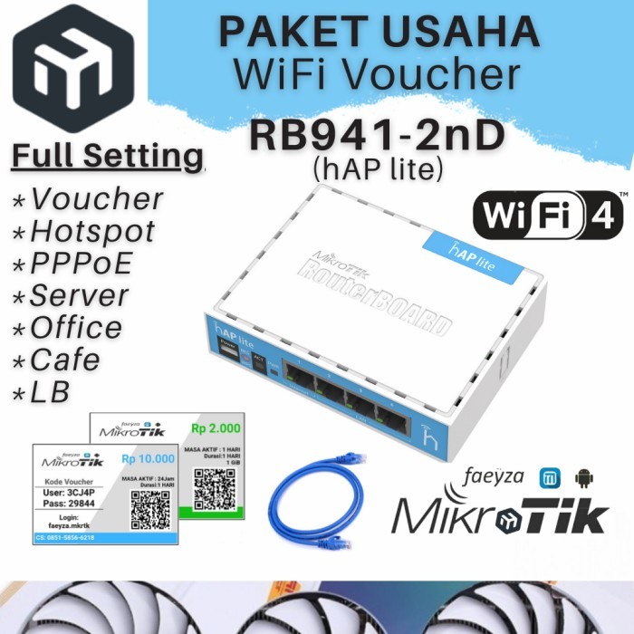 MIKROTIK RB941 2ND TC FULL SETTING HOTSPOT RT RW NET