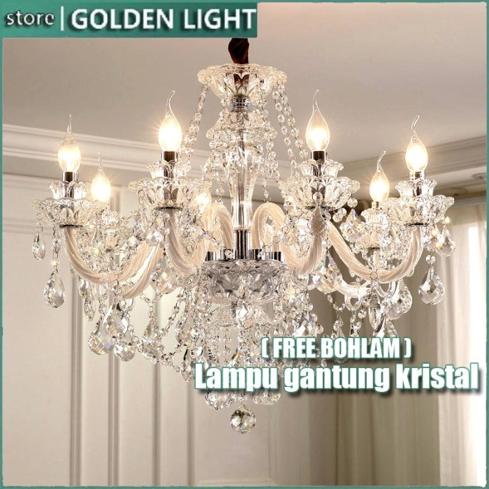 Lilin - Lampu Hias Kristal/Lampu Lilin Chandelier Gantung Cabang/Lampu Kristal Akrilik /6/8/ Bohlam