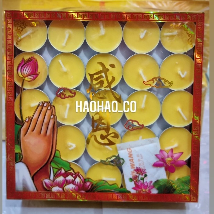 Lilin - Lilin Bulat Gepeng Kecil Isi 100 / Kotak Merah Dan Kuning