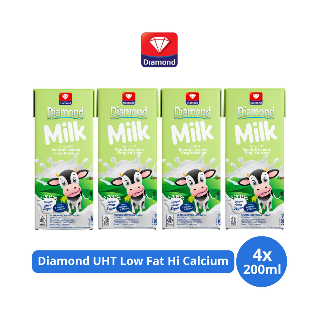 

Diamond Milk Susu UHT Low Fat Hi Calcium 200ml x 4 pcs