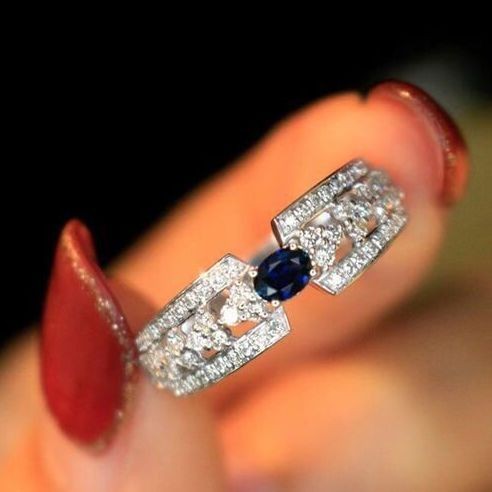 Cincin Kalsedon Alami Perak Murni Wanita dengan Batu Imitasi