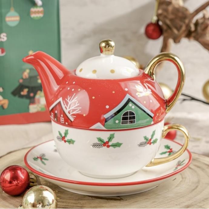 

Hampers Natal Unik Gift Box Christmas Tea Pot Set Hadiah Cangkir Kado HS7