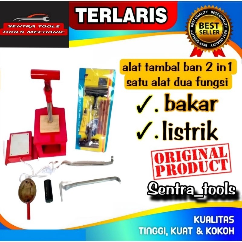 READY STOCK- Sepaket Tambal Ban Dalam 2 in 1 Listrik Dan Bakar Tambal Ban Tubles