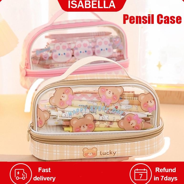 

Original Kotak Pensil / Tas Pensil Dua Lapis / Tas Makeup / Pencil Case Kapasitas Besar / Tempat Pensil Bening / Aesthetic Anak Pencil Cases / Tas Penyimpanan Transparan Warna / Tas Penyimpanan Serbaguna Dengan Zipper / Tas Alat Tulis Pvc Transparan Siswa