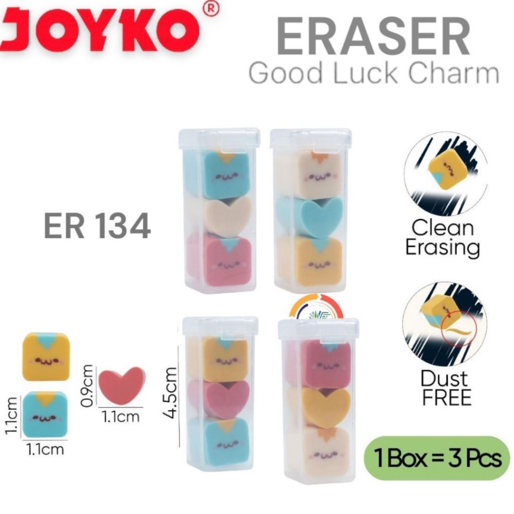 

Penghapus Eraser Joyko ER-134 Good Luck Charm 1 Pack 3 Pcs Eraser Fancy