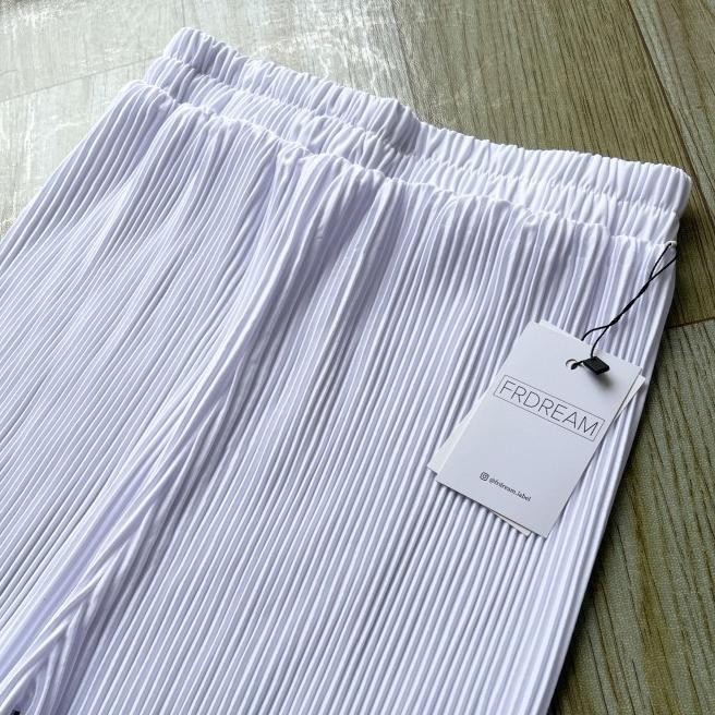 Celana Kulot Plisket Lidi Prisket Lidi Jumbo Besar Wanita Xxxl - Putih