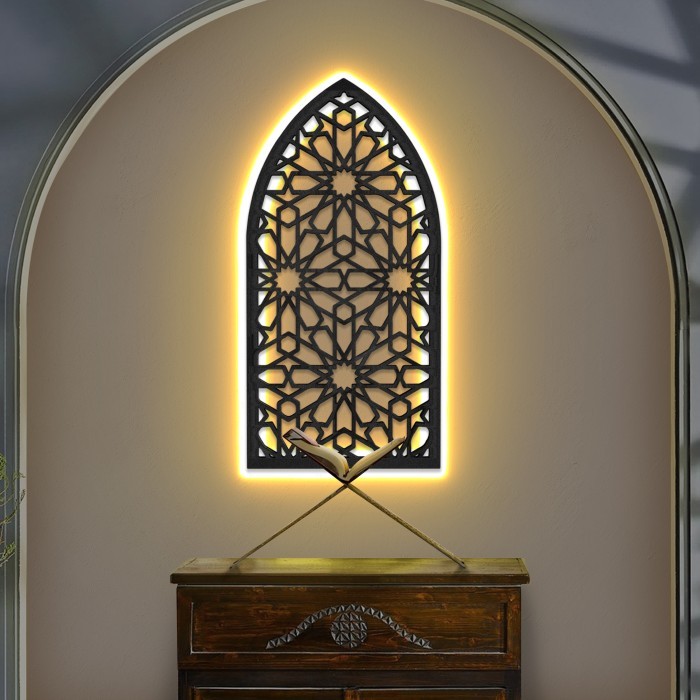 Hiasan Dinding Mihrab Mushola Rumah - Dekorasi Mihrab Dinding + LED