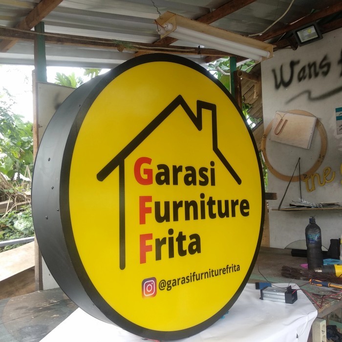 neon box bulat 50cm 2sisi.