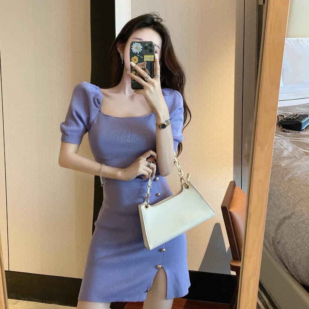 Mididress Polos Ketat Pakaian Ketat Fashion Import Basic Mini Drees Bodycon Size M L Xl Dress Slim B