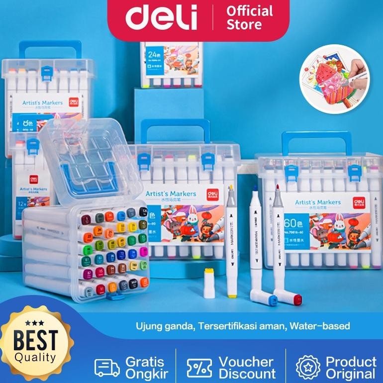 

VIRAL Deli Sketch Marker / Water-based Marker / Spidol Sketsa Double Tip 12 hingga 80 Warna 70816 h-4