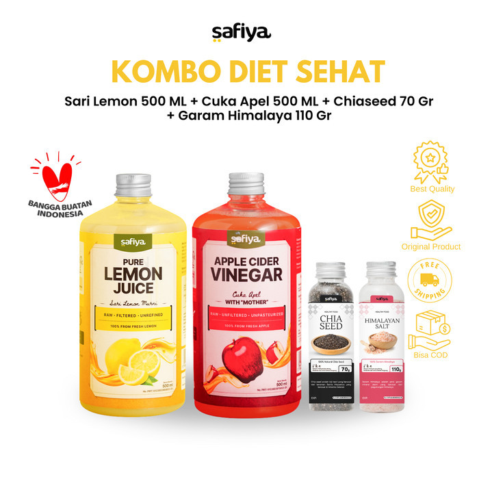 

Safiya Paket 4in1 Cuka Apel 500 ml + Sari Lemon 500 ml + Chiaseed 70 Gr + Garam Himalaya 110 Gr