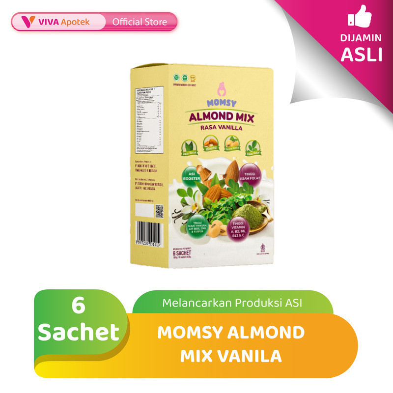 Momsy Almond Mix Vanila untuk Melancarkan Produksi ASI (6 Sachet)