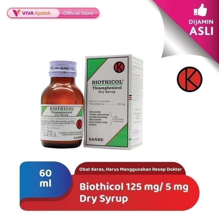 Biothicol 125 mg/5 ml Dry Syrup / Thiamphenicol / Antibiotik (60 ml)