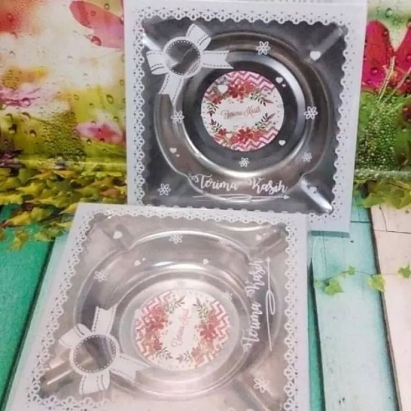 Asbak Stenlis + Mika Lembaran souvenir pernikahan souvenir khitanan 50 pcs