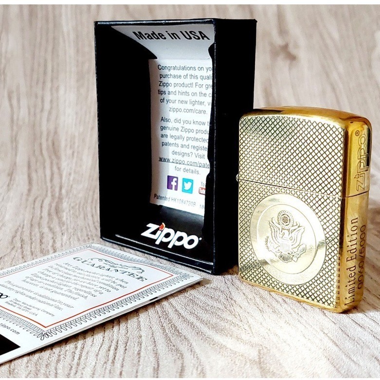 Korek Api Zipo Gold Army Embos Grade Ori