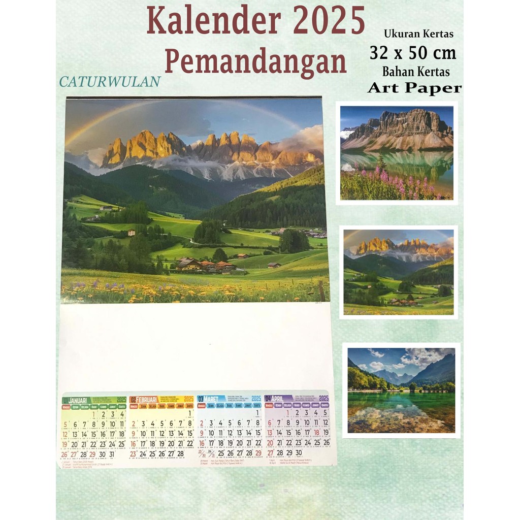 

( XO - 708 ) KALENDER DINDING TAHUN 2025 CATURWULAN ( 3 LEMBAR) GAMBAR PEMANDANGAN