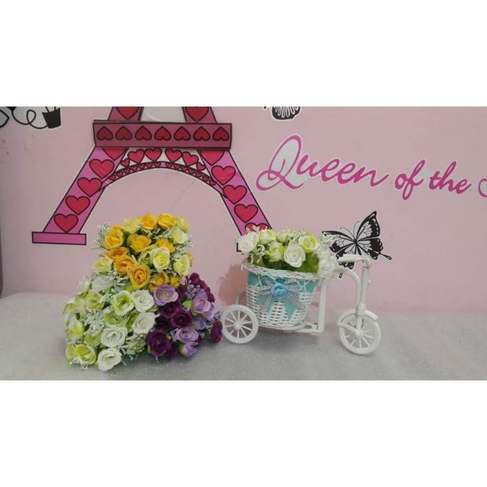 BUNGA SEPEDA VAS BUNGA SEPEDA DEKORASI BUNGA PLASTIK BUNGA PAJANGAN