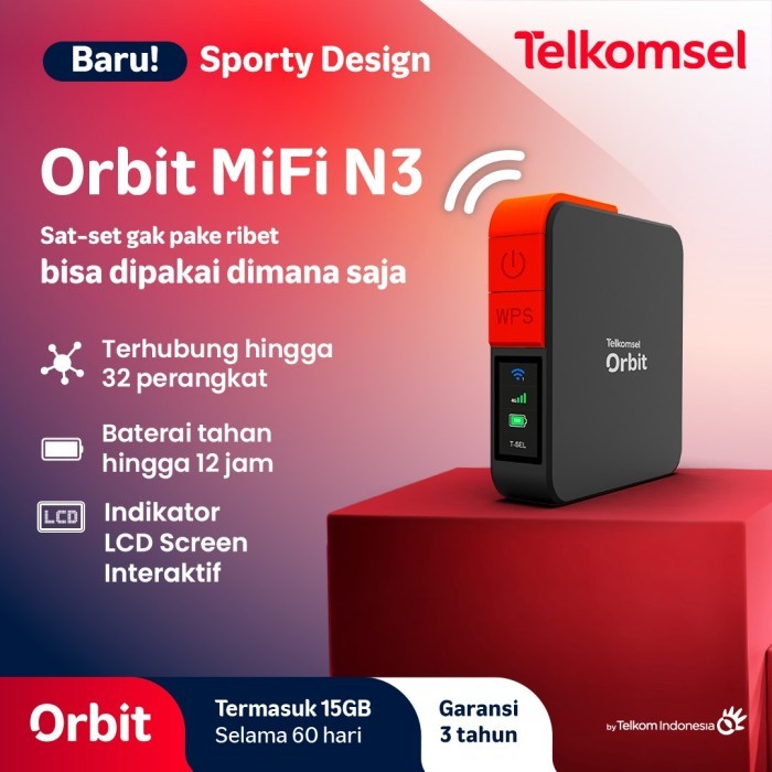 Telkomsel Orbit MiFi N3 HKM M23 Pro Modem WiFi Router 4G Free Telkomsel 15GB