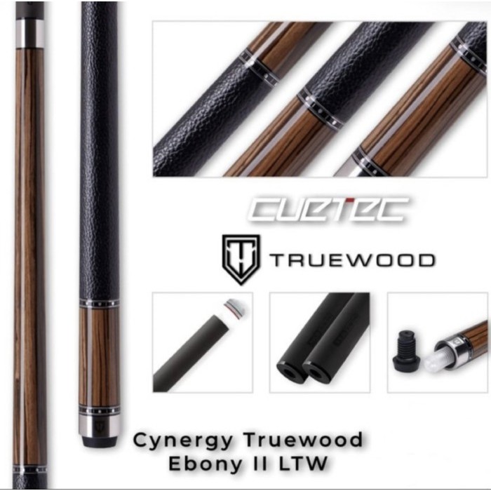 STICK BILLIARD CUETEC CYNERGY TRUEWOOD EBONY 2 LEATHER WRAP - NEW