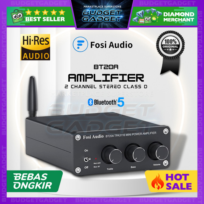 Fosi BT20A Audio Bluetooth 5.0 Amplifier 2 Channel Stereo Class D