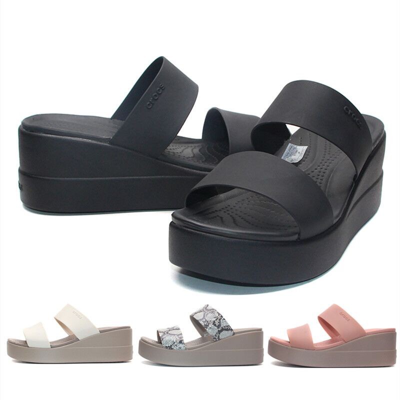 Sandal wanita Crocs asli sol tebal Sepatu Wanita Brooklyn stok siap pakai[206219] |736X3duF|