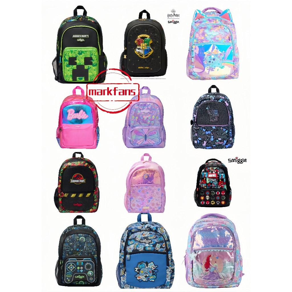Ransel Smiggle Australia Tas Ransel Klasik Fashion Trendi untuk Anak Perempuan dan Laki-laki Tas Sek