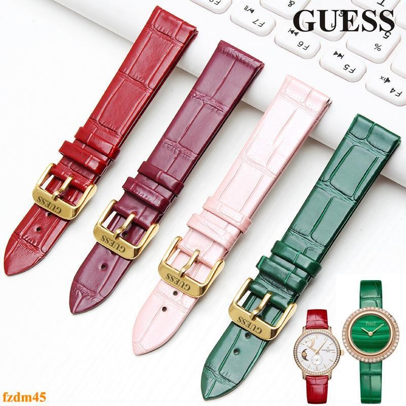 Jam tangan pengganti GUESS 57 dengan gesper pin merah kulit wanita tali tipis biru 16 18 20mm aa048 