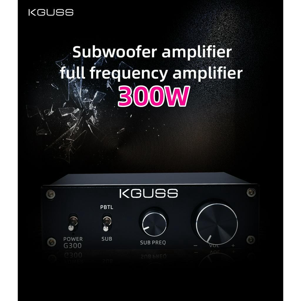 KGUSS G300 HIFI Kelas D Penguat audio subwoofer 300W AMP Penyesuaian Bass Treble |a9SJ16cl|
