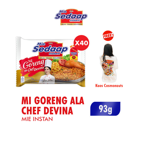 

Sedaap Mie Instan Goreng Ala Chef Bag 93 gr x40 Free Kaos Cosmonauts
