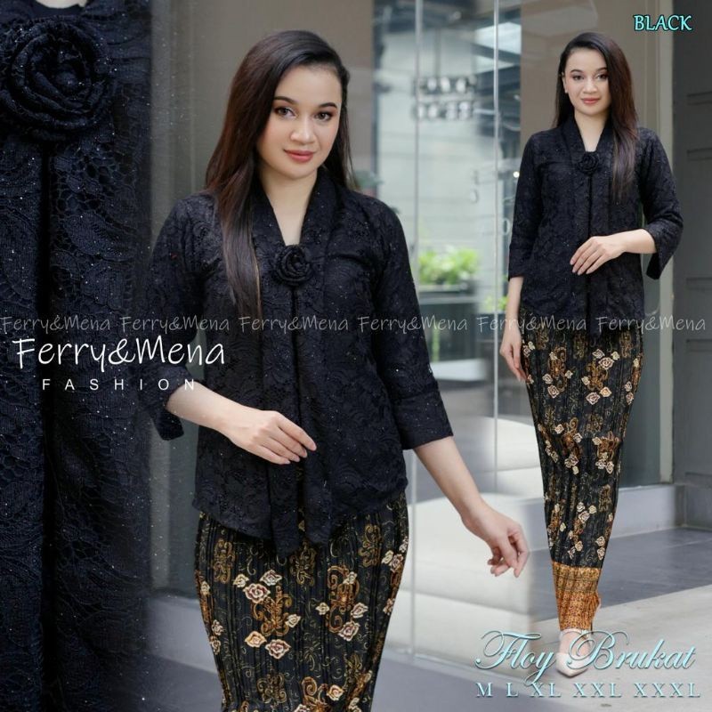 Gamis Abaya Classic Muslim Indahkebaya ATASAN SAJA / KEBAYA FLOY BROKAT JUMBO LD 100 110 120 130 /