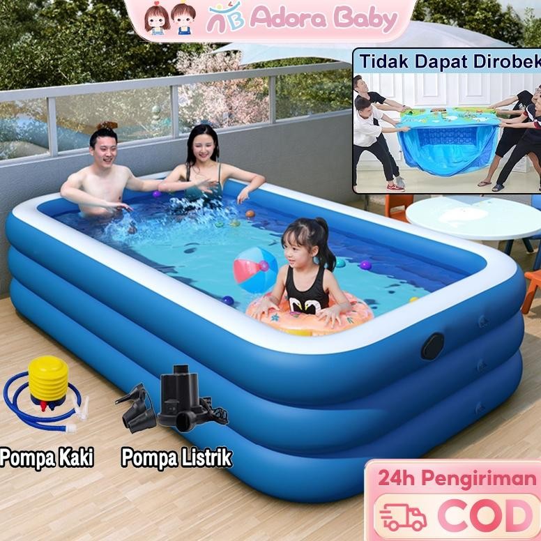 Baru Kolam renang anak 150cm/210cm/260cm/305cm kolam renang anak jumbo mainan kolam renang Berkualit