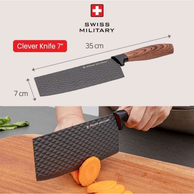 Swiss Military Cleaver Knife Wood 7inch (Satuan) *