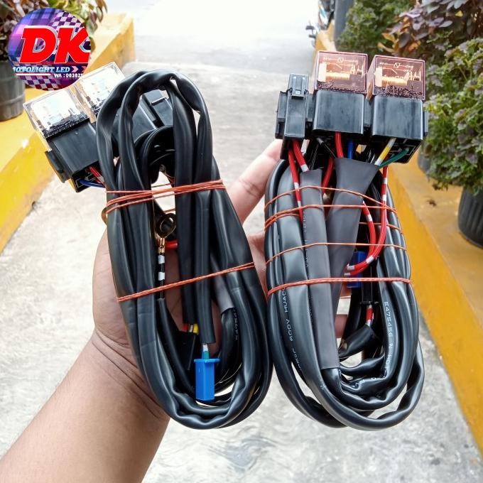 KABEL RELAY SET LAMPU TEMBAK KABUT LED LASER 2 WARNA