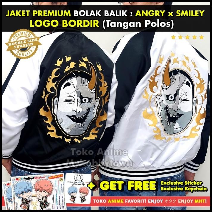 Jaket Smiley Angry Tokyo Revengers Bomber Sukajan Anime Kawata Twins
