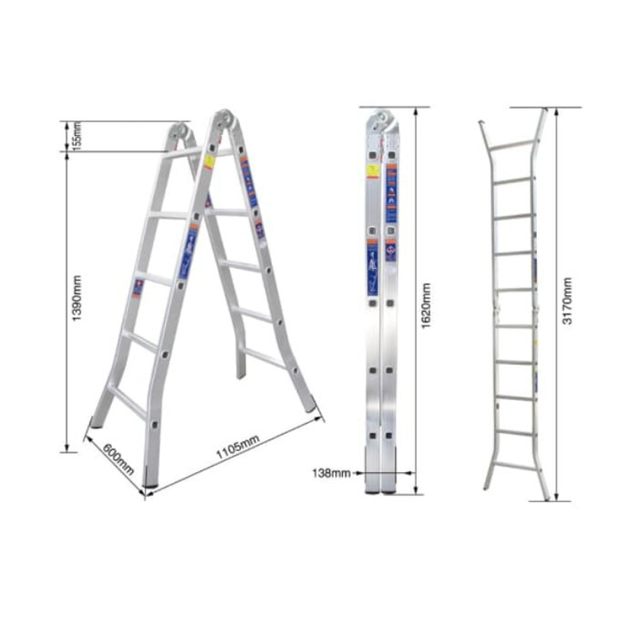 Tangga Lipat Krisbow Aluminium Two Joint 5 Step