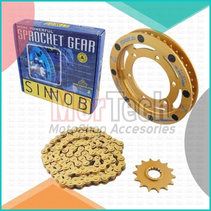 Chain Kit Gear Set Rantai Motor Sinnob Yamaha R25 Colour Chain Gold 1