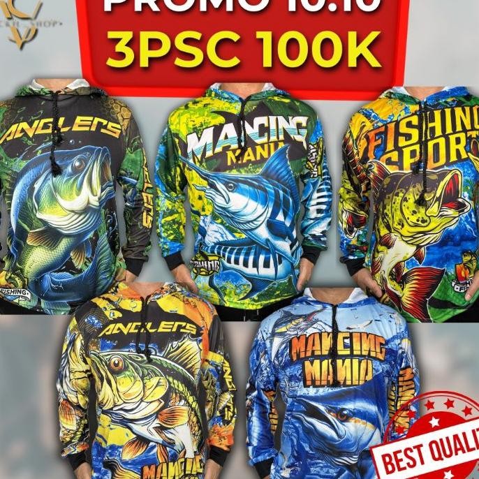 Cod Beli 3Pcs 100Rb / Jersey Mancing Baju Mancing Lengan Panjang Kaos Mancing
