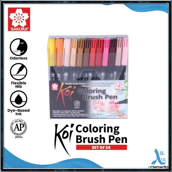 

T E R B A R U Brush Pen Sakura Koi Coloring Brush Pen Set 24 Pena Kuas Warna