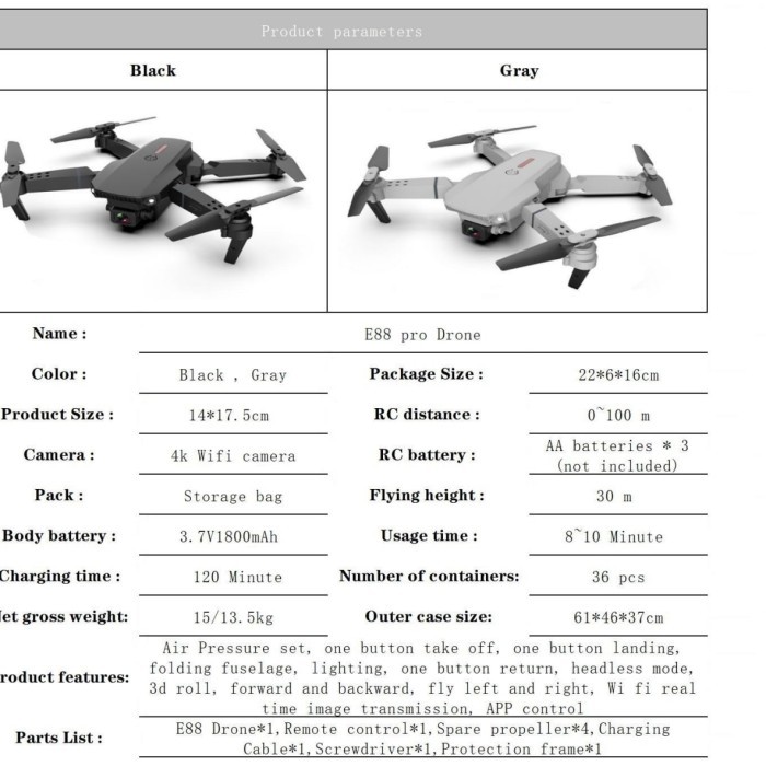 uru Drone E88 pro pesawat mainan anak drone kamera