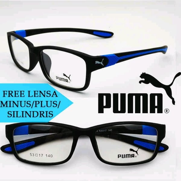 frame kacamata pria wanita cewe cowo puma sporty anti radiasi minus plus murah grosir keren biru *