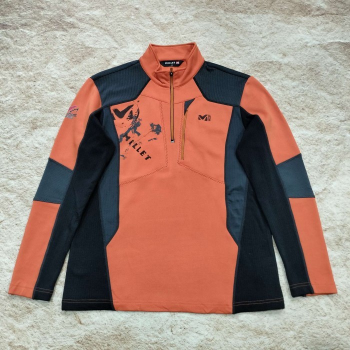 JAKET TRACKTOP PRIA MILLET EXPERT SERIES HALFZIP TWO COLOUR SWEATER OLAH RAGA LONG SLEEVE OUTDOOR