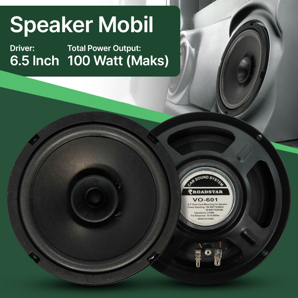 ROADSTAR Speaker Subwoofer Mobil HiFi 6.5Inch 100W 1 PCS - VO-601  7RRSKJBK