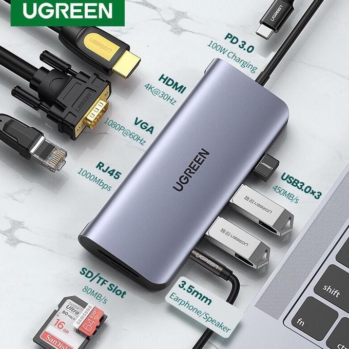 Ugreen 10 in 1 USB C multifunction Adapter Space Gray 80133