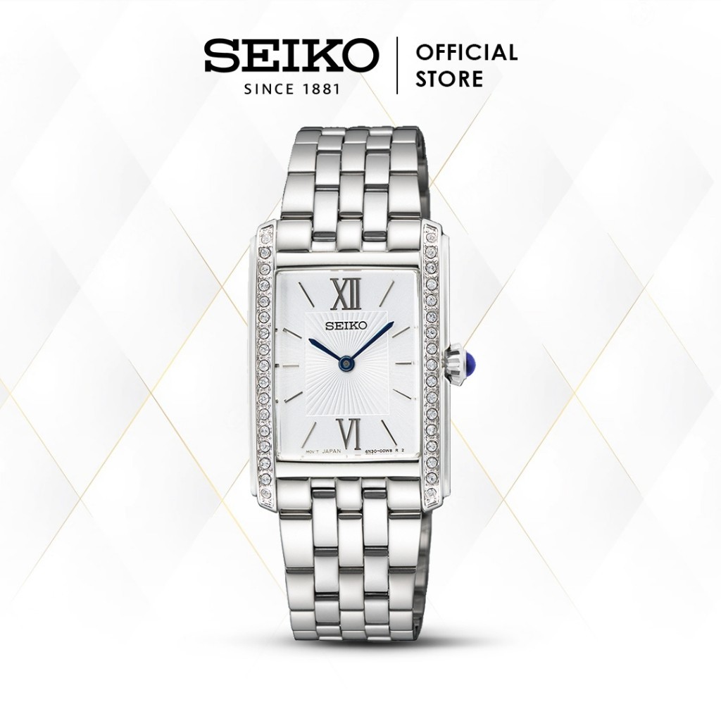 Jam Tangan Wanita Seiko Kotak SWR091P1 SWR091 Silver Stainless