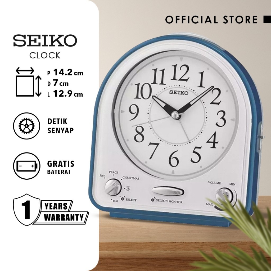 Jam Weker Beker QHP003L 14.5cm Palstick Case Biru Original Lumibrite