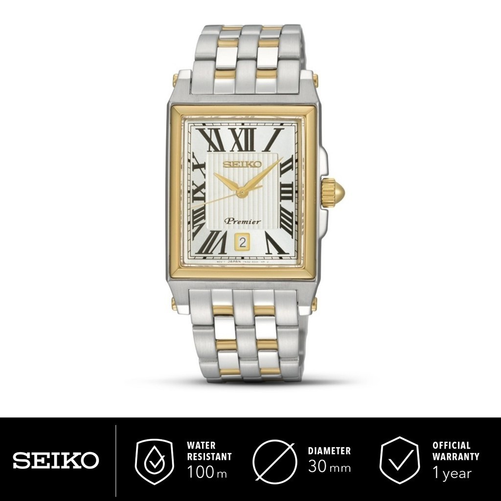 Jam Tangan Pria Seiko Premier Dual Tone Stainless Steel SKK718J1 Original