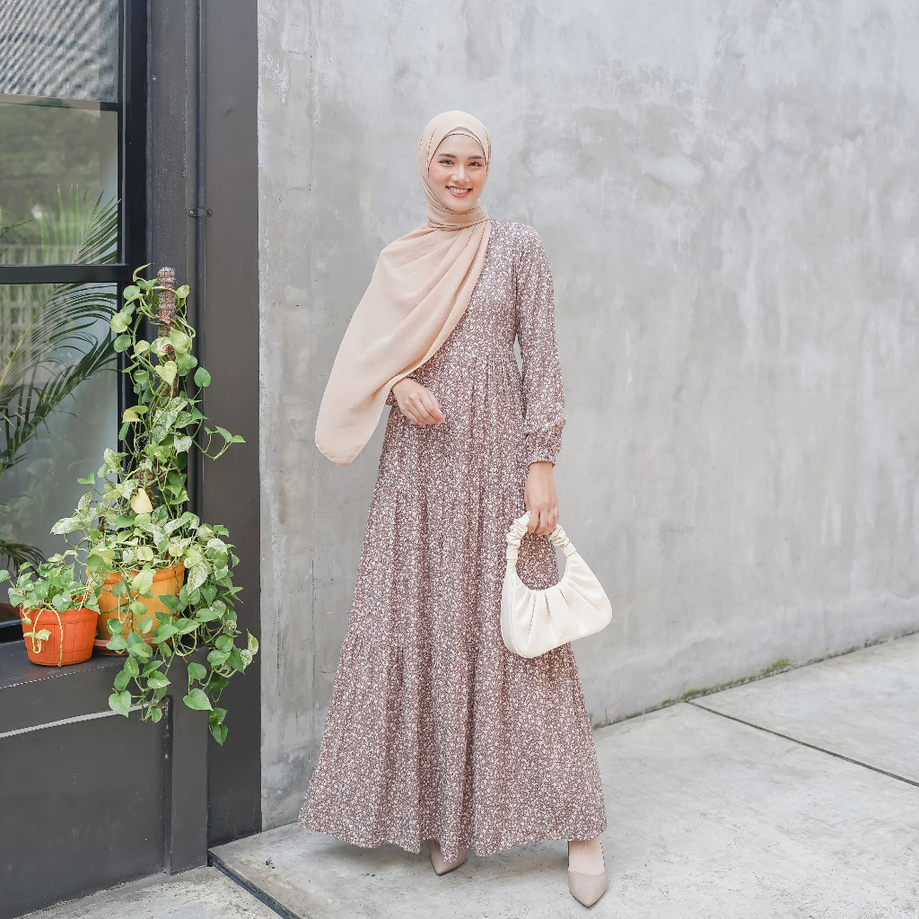 Baju Muslim Le Khari Masayu Dress Bahan Rayon Viscose Gamis Homedress Busui Size S - XL