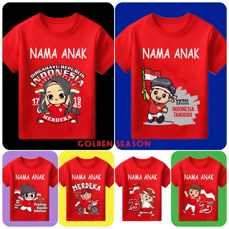 Baju Anak Ternyaman [GRATIS NAMA] Kaos Agustusan Anak-Anak / Baju Atasan Merah Putih 17 Agustus