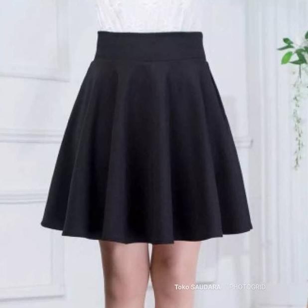 Rok A pendek hitam (payung) import WS88